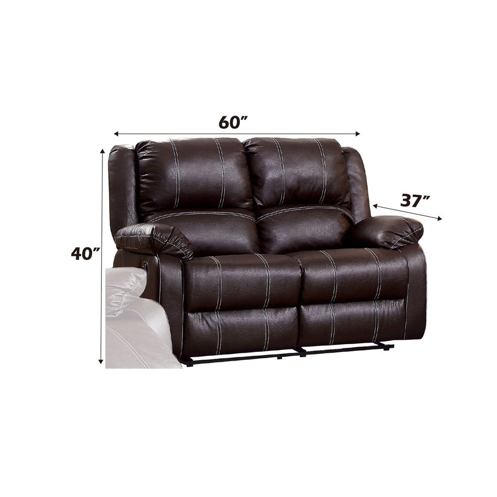Zuriel Synthetic Recliner Loveseat with Manual Recline - Black or Dark Brown