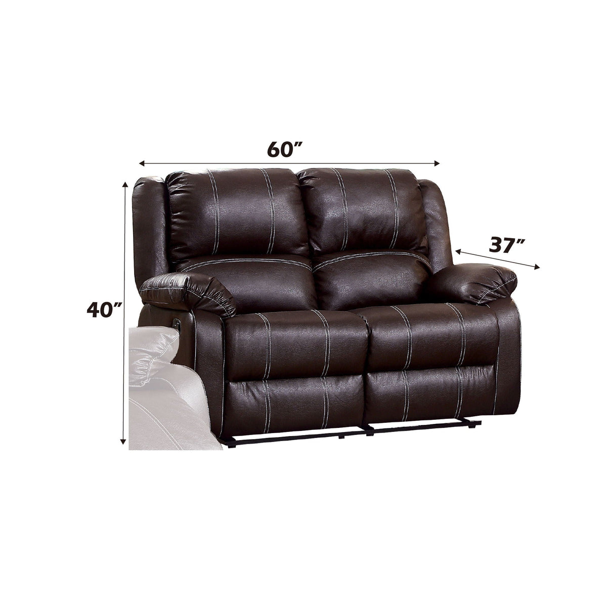 Zuriel Synthetic Recliner Loveseat with Manual Recline - Black or Dark Brown