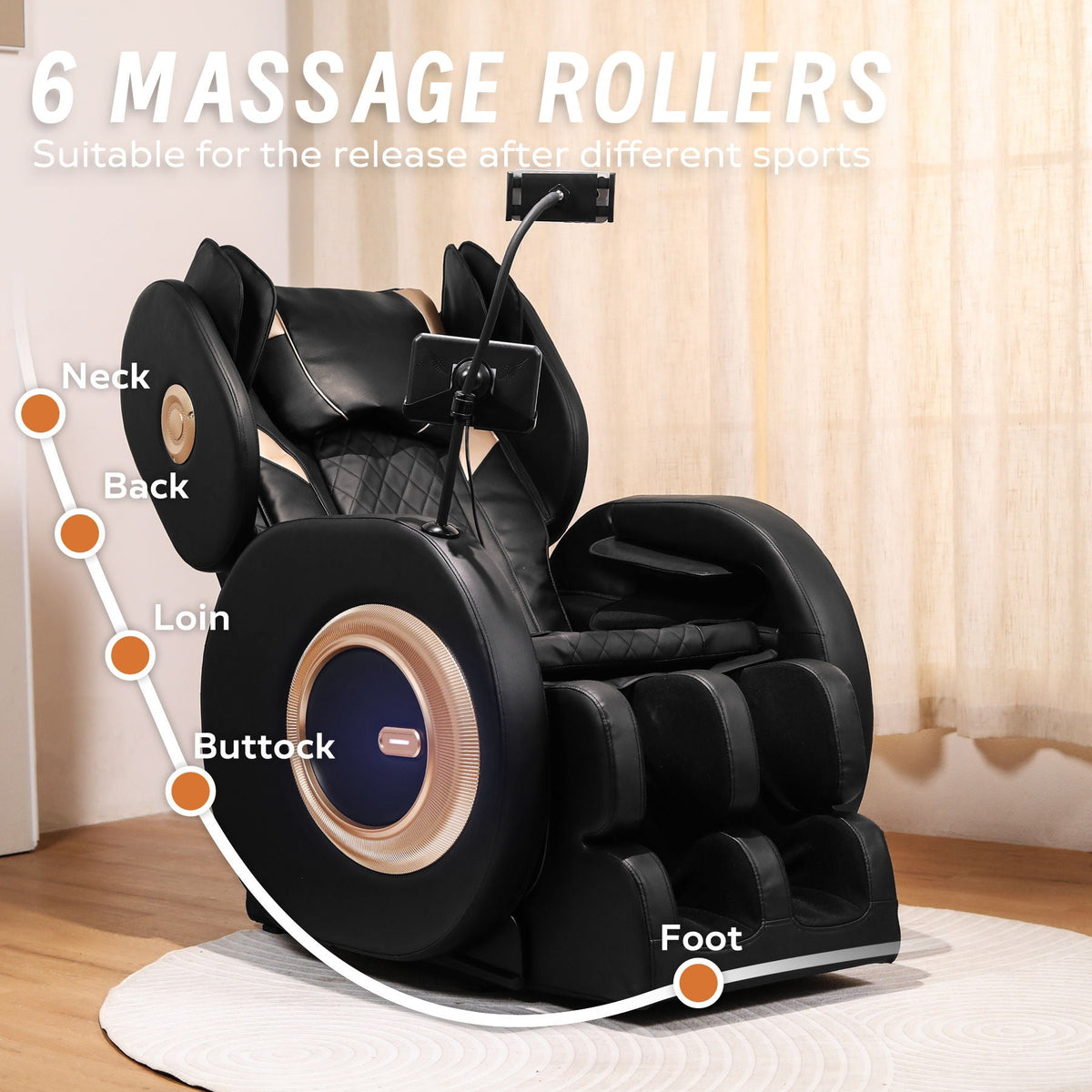 Automatic Massage Chair Recliner with Zero Gravity and Full Body Air Pressure - Black