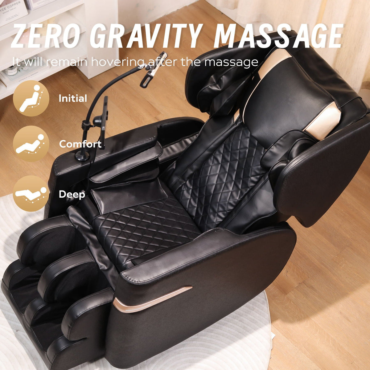 Massage Chair Recliner with Zero Gravity and Full Body Air Pressure - Black