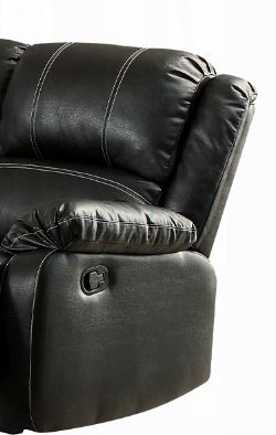 Synthetic Recliner Sofa with Manual Recline - Black or Dark Brown