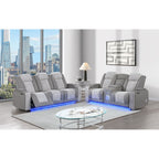 Power Reclining Living Room Set with Adjustable Headrest and LED - Black, Brown, Gray