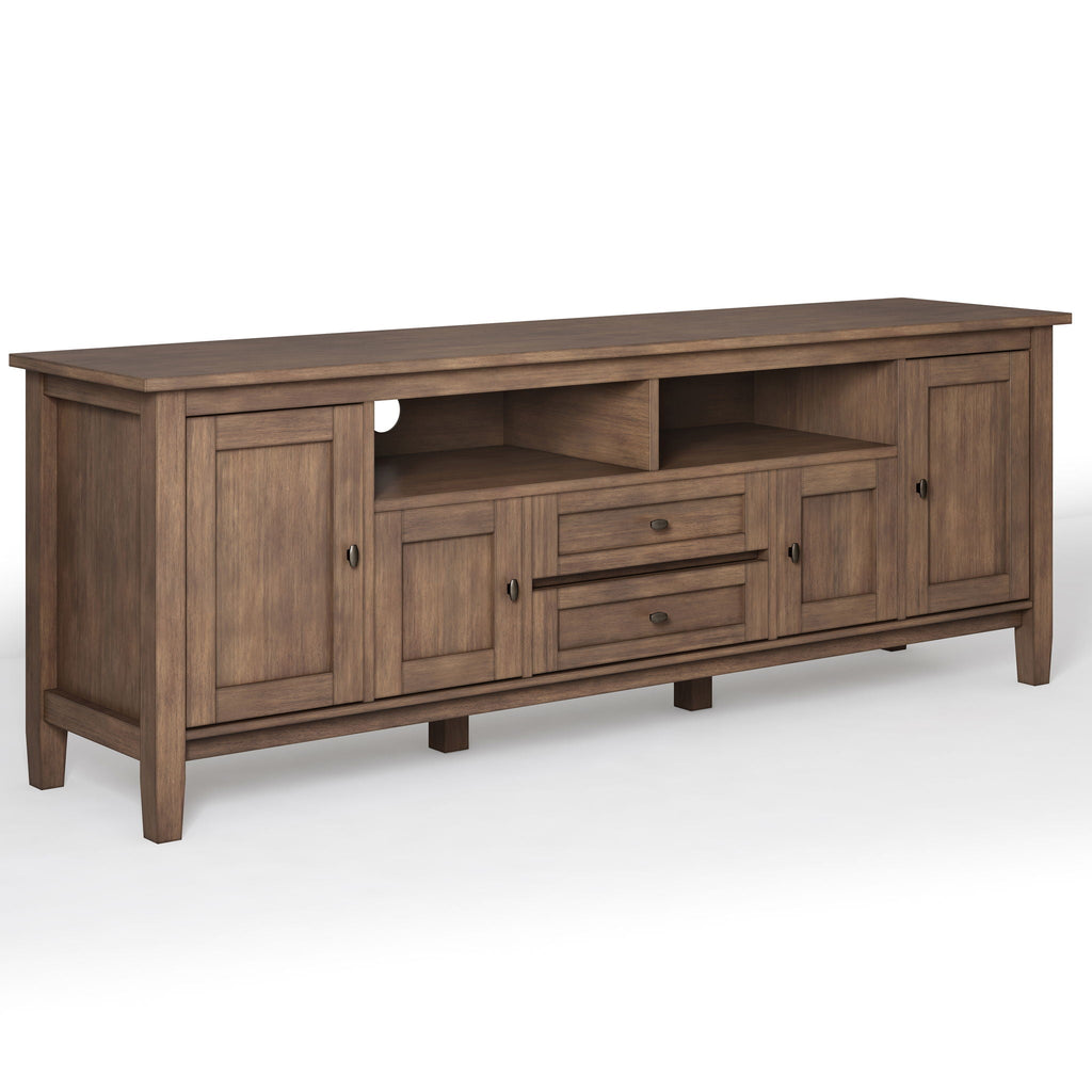 Warm Shaker solid-wood TV media stand in Dark Brown, supplier product photograph