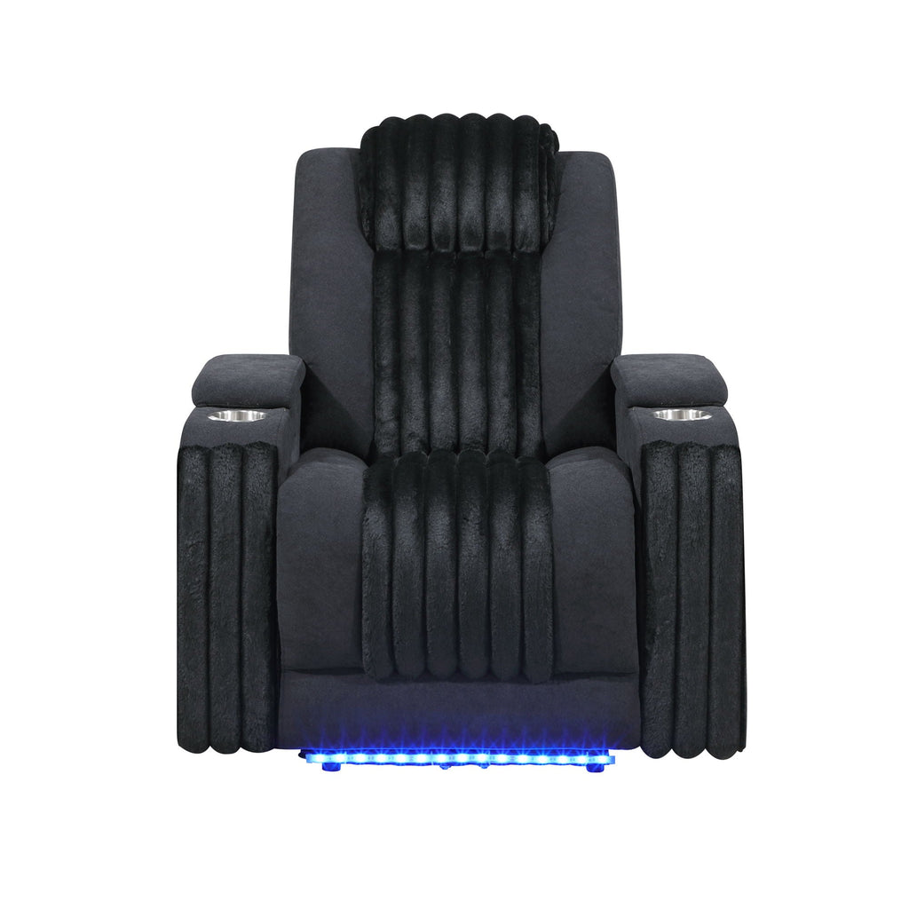 Power Recliner Chair with Power Headrest and LED Lighting - Black, Dark Brown, or Dark Gray