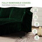 Slipcovered 2 Seater Sofa with 2 Ottomans - Corduroy