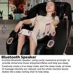 Equinox massage chair, manufacturer image highlighting audio features