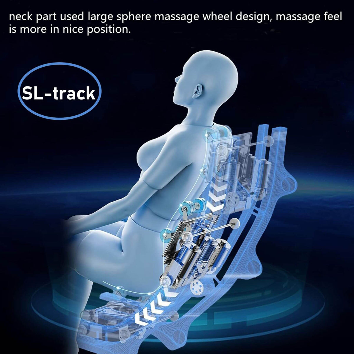 Equinox massage chair, manufacturer reclining position illustration