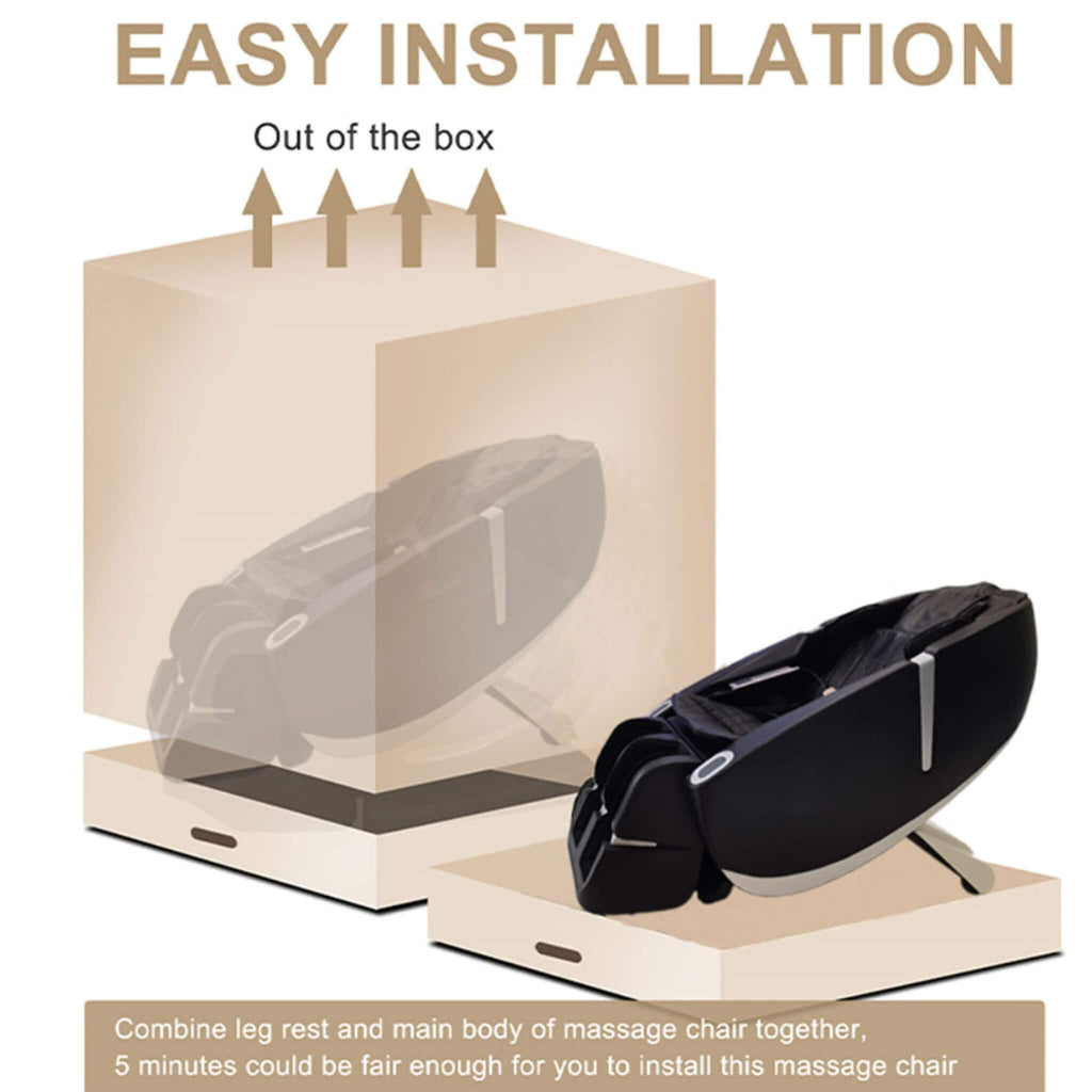 Equinox zero-gravity massage chair, manufacturer installation guidance illustration