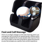 Equinox massage chair, manufacturer foot and calf massage detail
