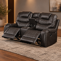 Braylon Recliner Loveseat with Cupholder Console - Brown in a styled interior setting