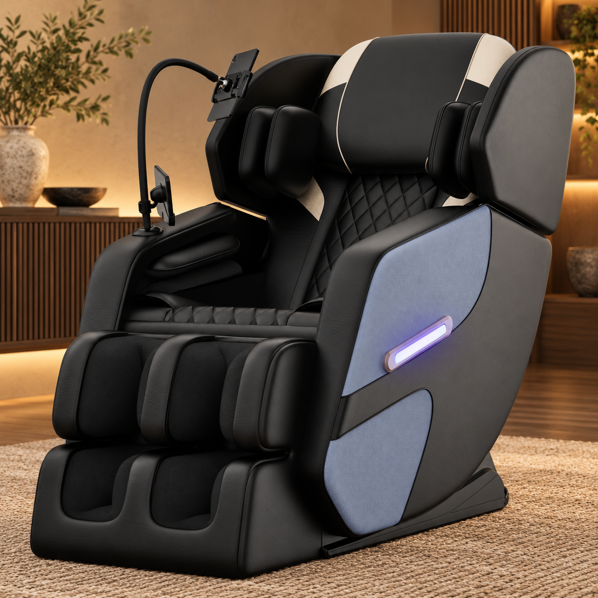 Massage Chair Recliner with Zero Gravity and Full Body Air Pressure - PU Leather in a styled interior setting